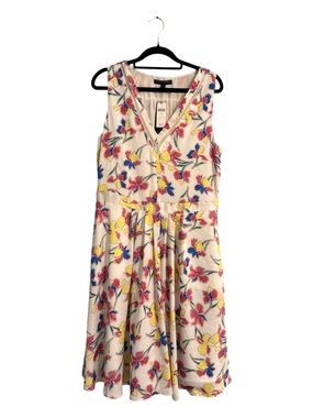 Banana Republic Cream Midi Dress with Pink, Yellow & Blue Floral Print